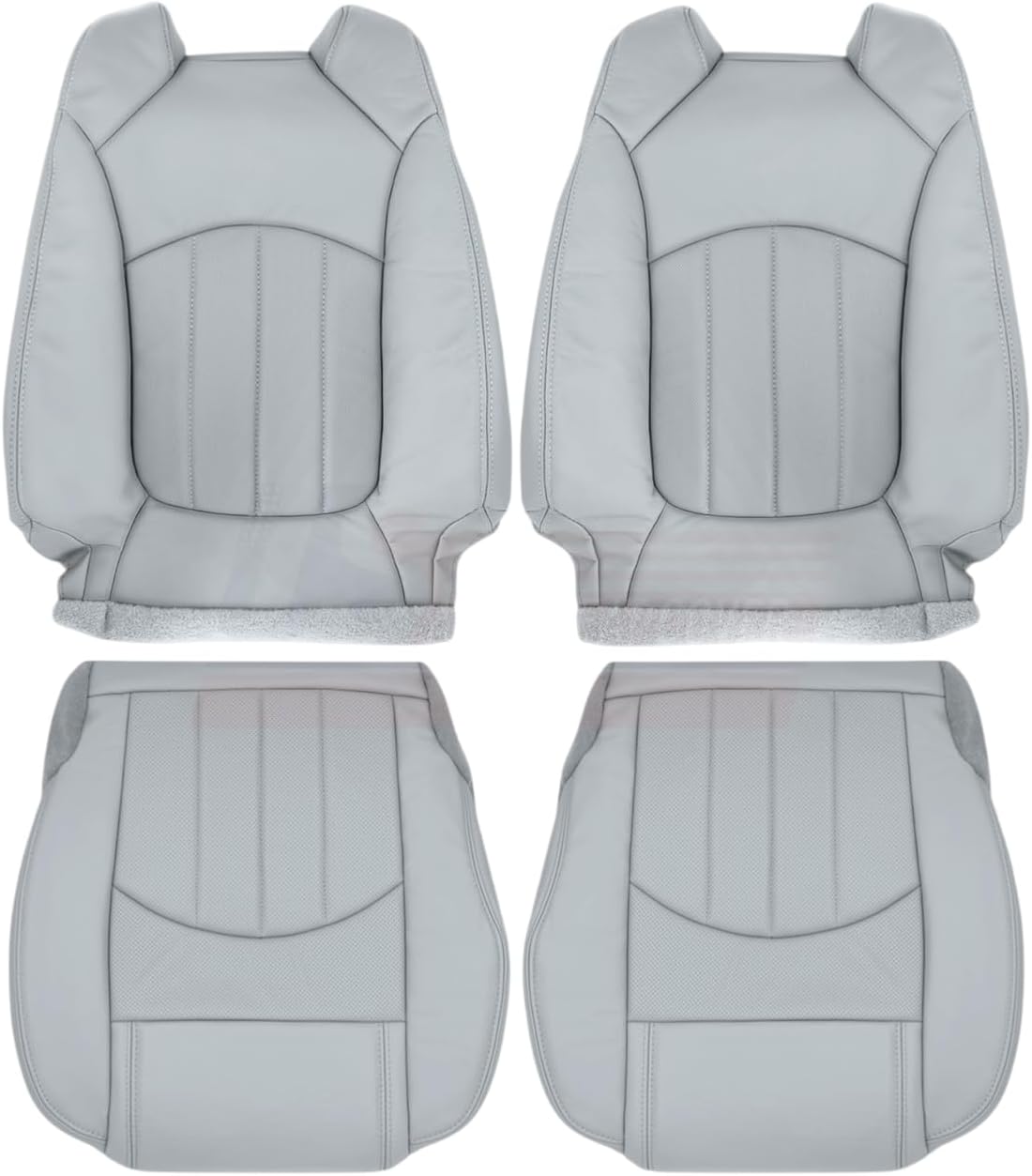 US Auto Seat Cover 2013-2017 fits Chevy Traverse Genuine Leather Perf. Front Covers Light Titanium (Placement on Vehicle:Driver and Passenger Top and Bottom;)