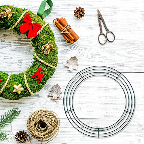 8 Pieces Wreath Frame Wire for Christmas Metal Round Wreath Form Making Rings Green for Christmas Wreaths, Crafts, Party Home Decoration and Floral Flower Arrangements (12 Inch)