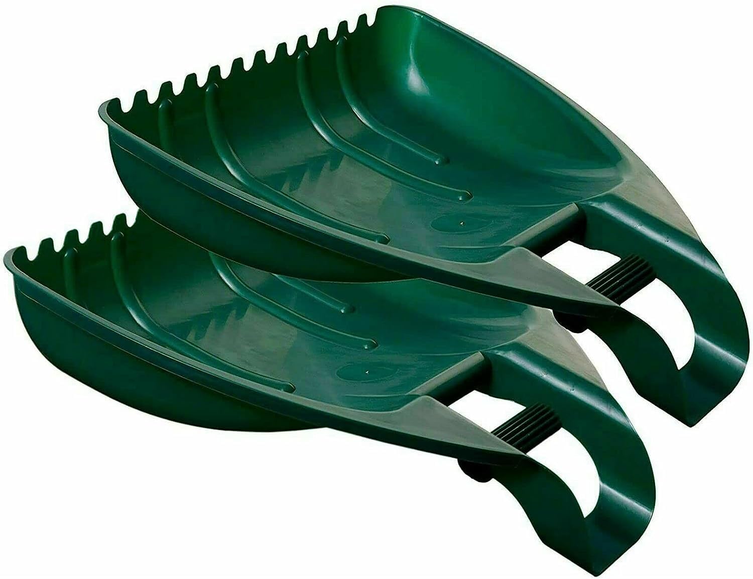 ARUUJ Large Green Garden Leaf Grabbers - Durable Plastic Hand Scoops with Wrist Support - Ergonomic Handy Grass Collecting Rakes - Leaf and Grass Removal For Yard Lawn - Cleaning Waste Debris Grabber