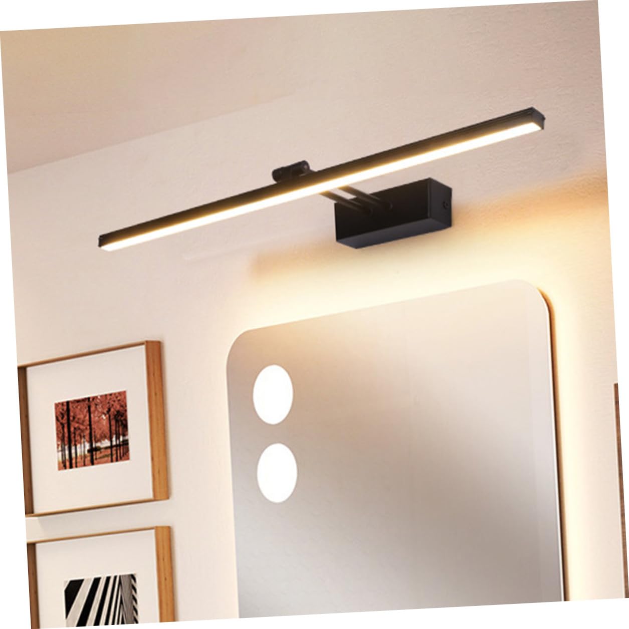 Lampada da Specchio LED per Bagno, Applique da Parete in Alluminio e PC Nero 10w Luce Calda, Illuminazione per Trucco e Toeletta, Design Moderno per Interni ed Esterni