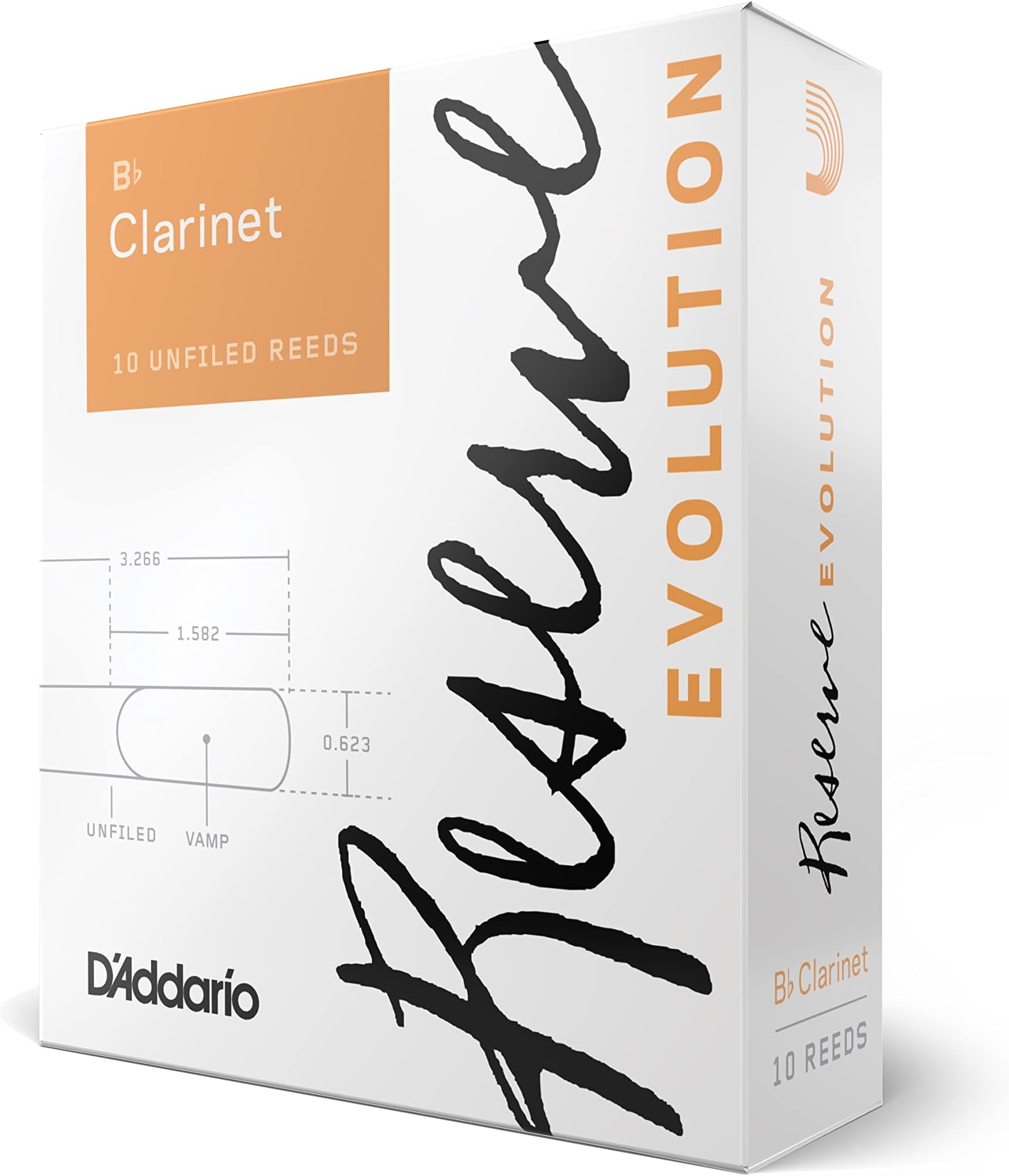 Rico Reserve Evolution Bb Clarinet Reeds, Strength 2.5, 10-Pack