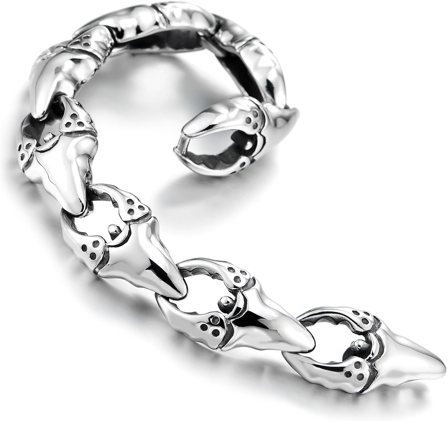 COOLSTEELANDBEYOND Men’s Steel Bracelet Eagle Claw Talon Link Design Heavy Duty Chain Wristband, Gothic Biker Accessory - Image 5