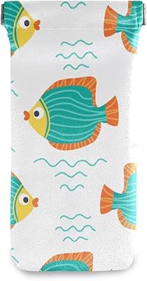 HUSSRITY Eyeglasses Case Angelfishes Sunglasses Pouch Soft PU Leather Squeeze Top Eyeglass Holder Portable Glasses Case For Women Men