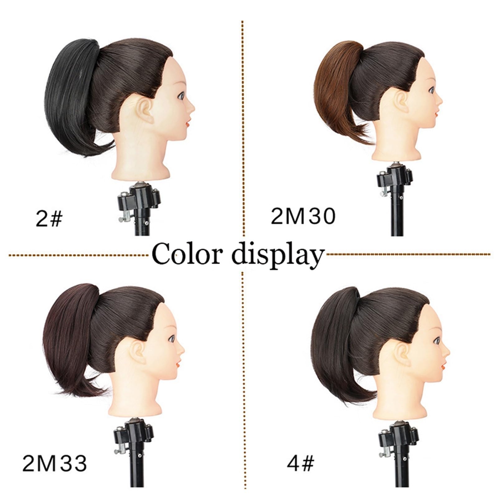 Postiche Extension queue de cheval courte et bouclée avec pince invisible – Postiche synthétique à clipser for femme Naturel(2M30)