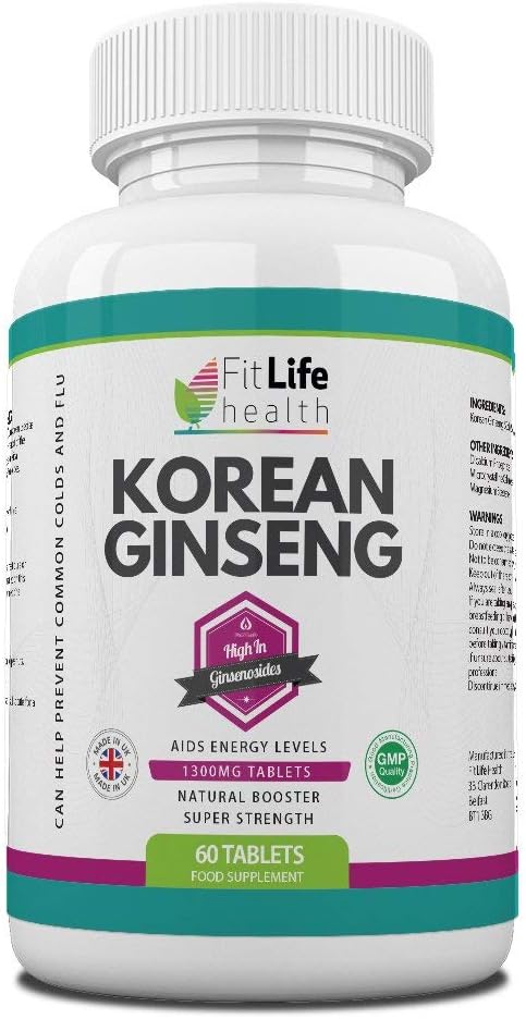 Korean Ginseng 1300mg Tablets by Fit Life Health - Vegetarian - Made in UK