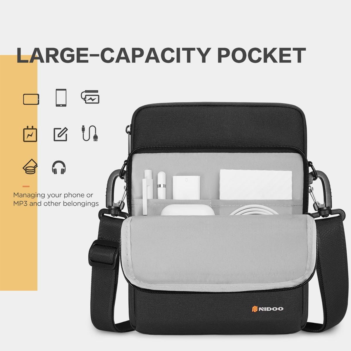 NIDOO 10 inch Laptop Sleeve Carrying Bag Shoulder Case for 10.9" 11" iPad Air M3 M2/ 11" iPad Pro 2025/10.9" 10.2" 11 inch iPad/ 10.5" Samsung Galaxy Tab A8 S8 / 10.4" HUAWEI / 10.6" Lenovo Handle - Image 3