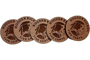 Wooden Nickel Qty (5) Laser Cut Wood Token Coin Don't Take Any Wooden Nickels!