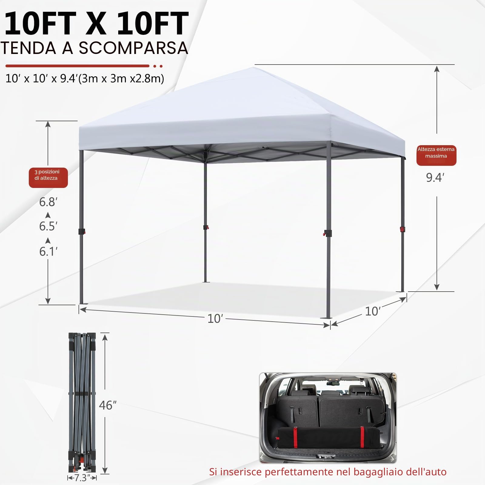 ABCCANOPY Pavillon wasserdicht Pop-Up Gartenpavillon Festival Sonnenschutz,Central Lock-Serie