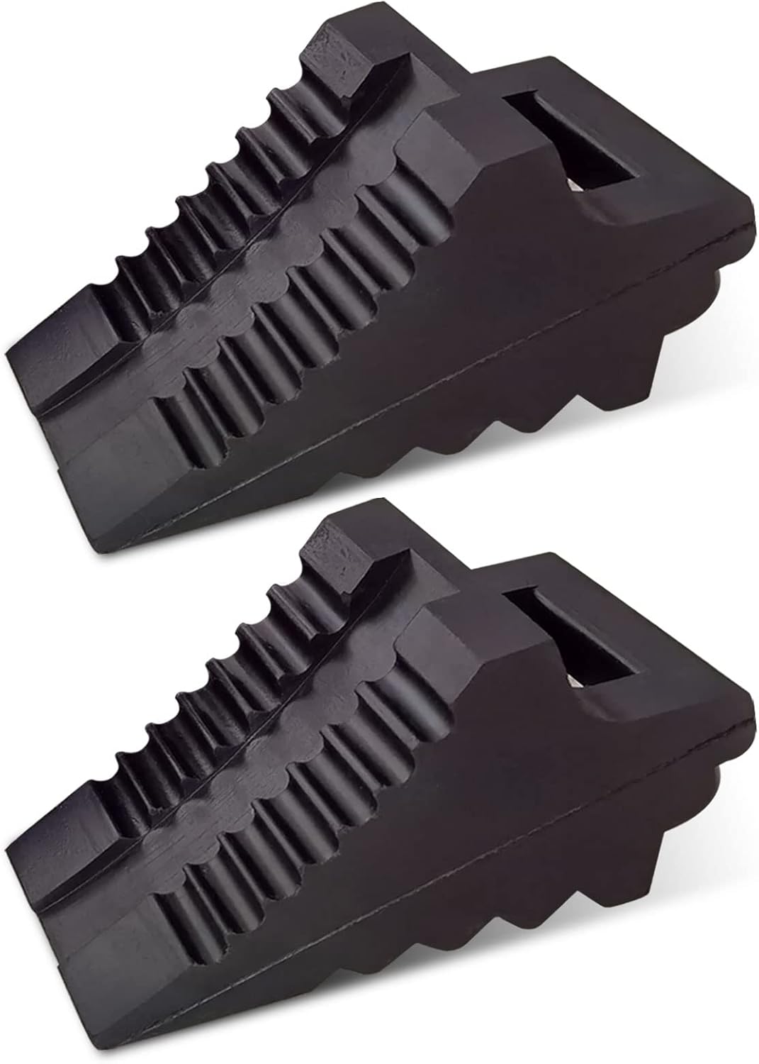 ROBLOCK Solid Rubber Wheel Chocks Heavy Duty Trailer Chock, G.V.W. Up to 4T, 2 Pack Black, 8.6″ L x 3.7 W x 4.7″ H for Car, Travel Trailers, RV, Truck, and ATV, for All Weather Use