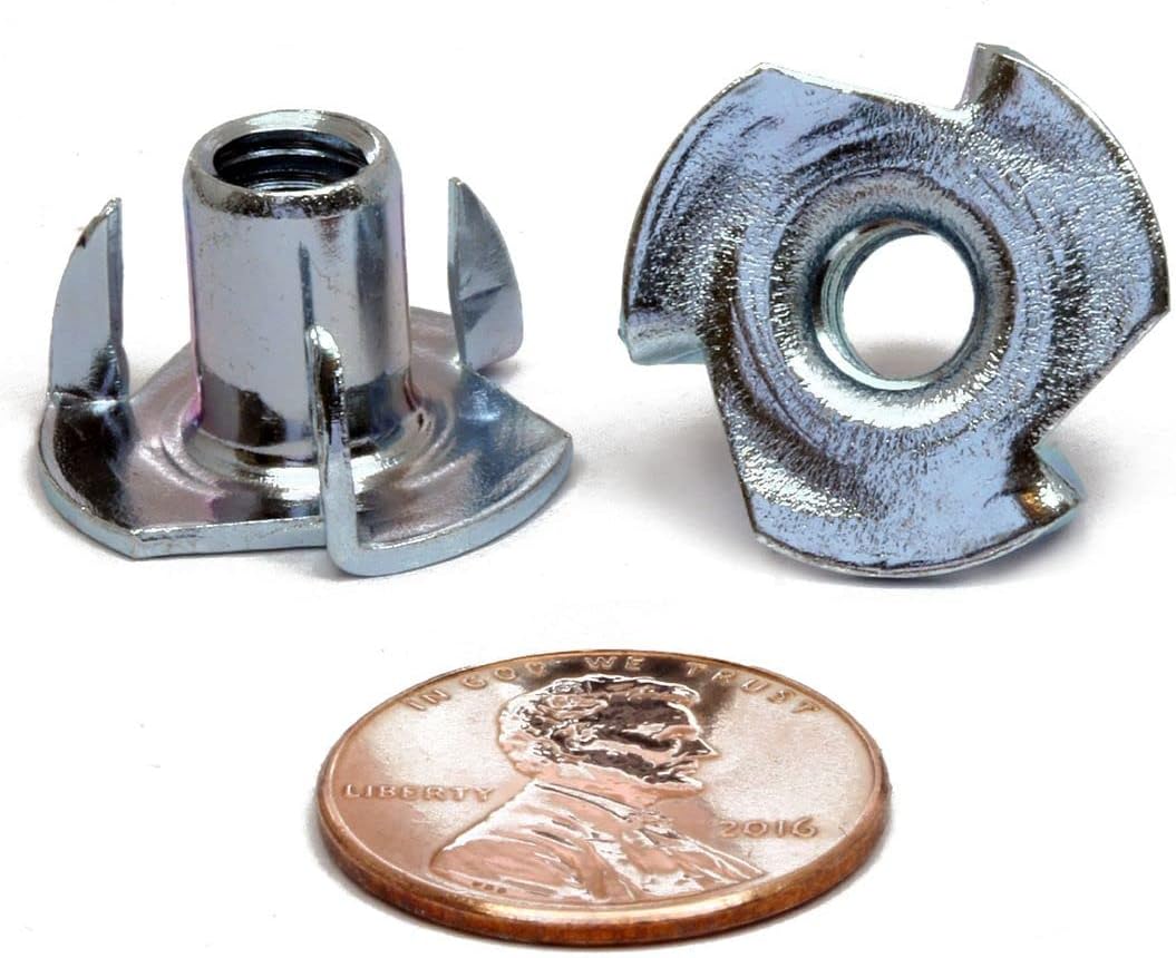MonsterBolts - 1/4"-20 x 7/16", 3 Prong T Nuts, Zinc CR+3, 250 Pack