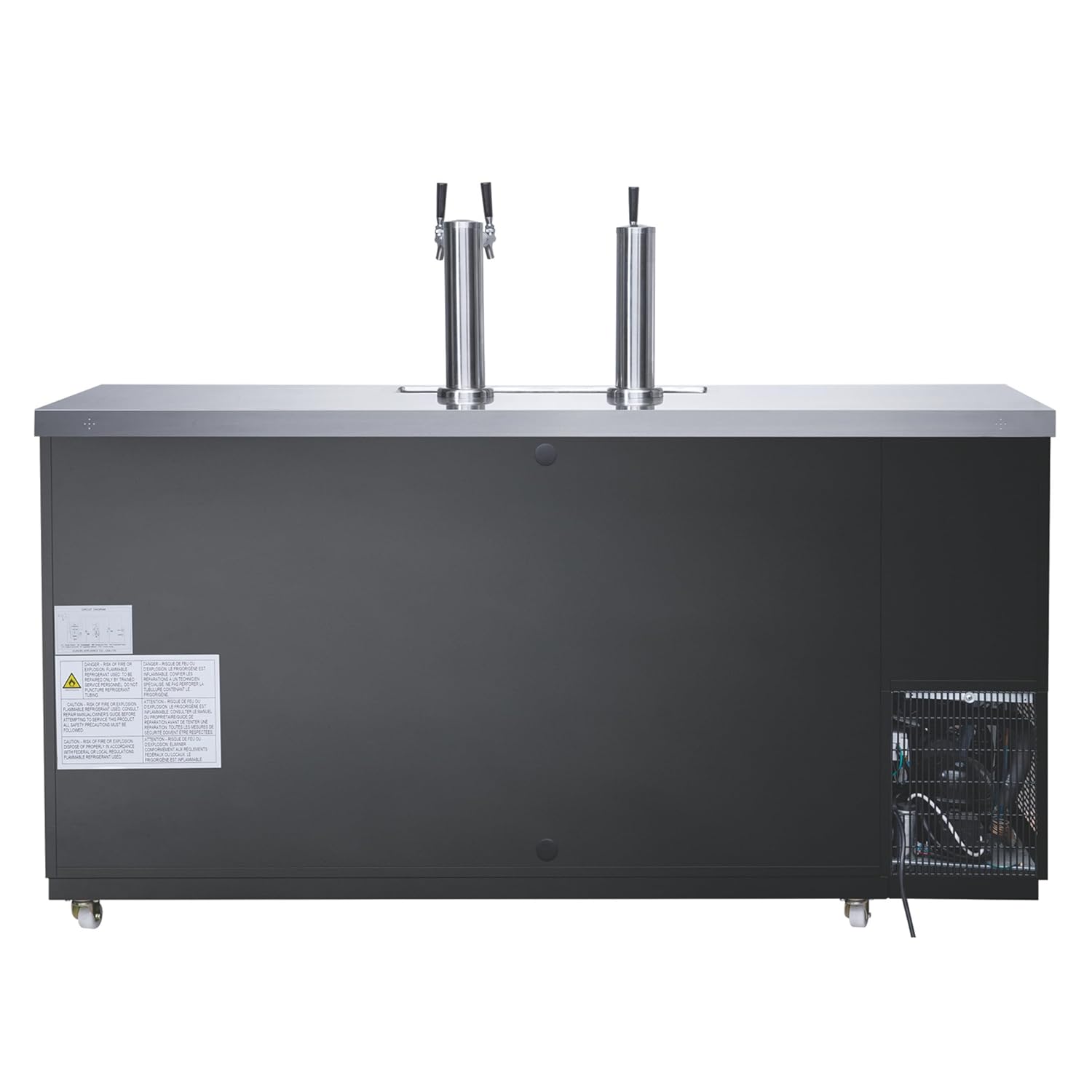 A-to-Z Supply 289-DKB72-M3 Kegerator Draft Beer Cooler, Stainless Steel Exterior & Interior, 3 Dispensing Towers, Electronic Controls, Temperature Range 33°-38°F, Automatic Defrost, Locking Doors