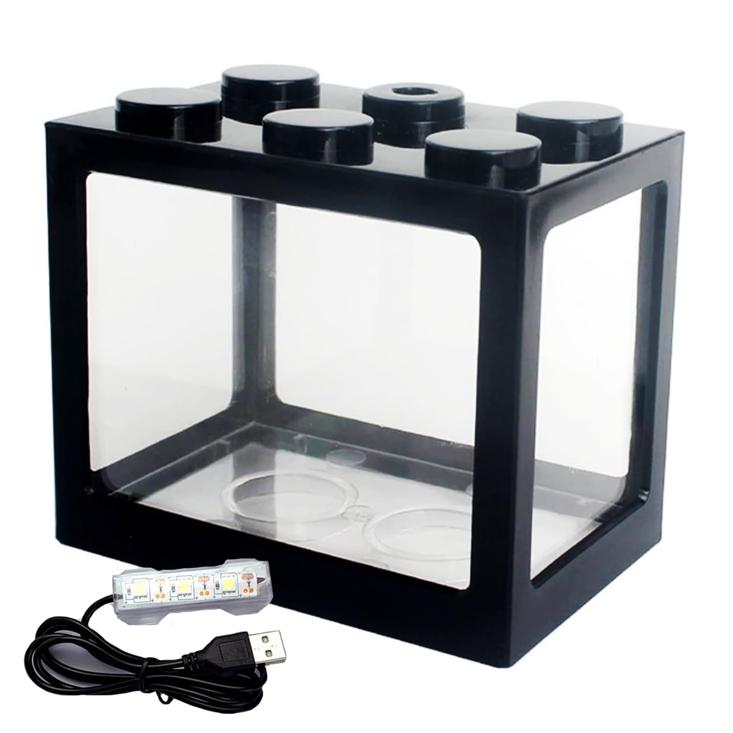 LEDライト付き小型アクリル水槽 ヒーター付き！ Amazon | LEDライト付きブロック水槽セット LEDライト付き 小型水槽