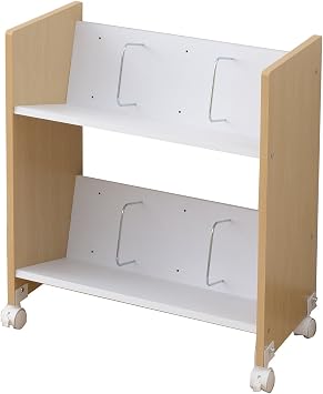 Yamazen CFR-60532CNA A4 File Rack, 2-Tier, With Casters, Diagonal for Easy Removal, Width 21.7 x Depth 11.8 x Height 25.8 inches 55 x 30 x 65.5 cm, Document Storage, File Wagon, Assembly, Natural