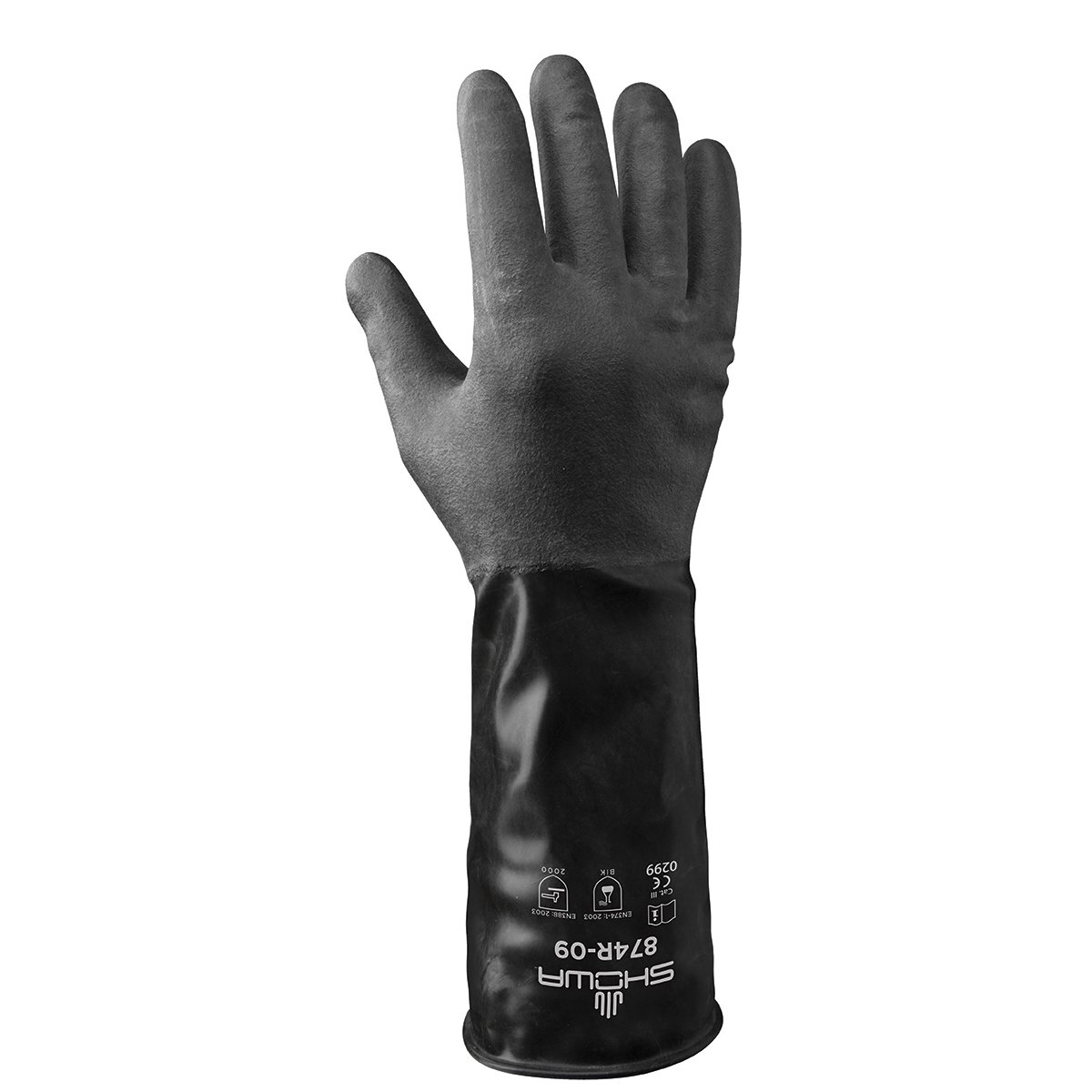 SHOWA 874 Butyl Chemical Resistant Safety Glove with Smooth Grip, Unlined, 14 mil Thick, 14" Length, XX-Large (1 Pair)