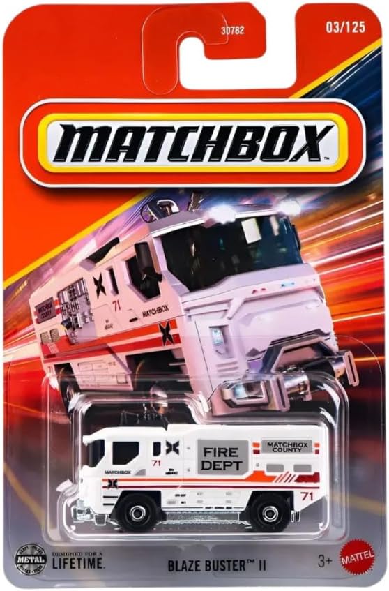 Matchbox Blaze Buster II [White Firetruck] 03/125, 1:64 Scale Diecast Toy Vehicle