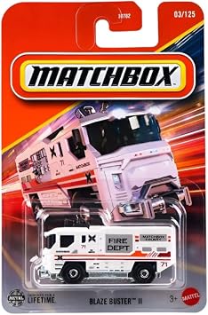Matchbox Blaze Buster II [White Firetruck] 03/125, 164 Scale Diecast Toy Vehicle