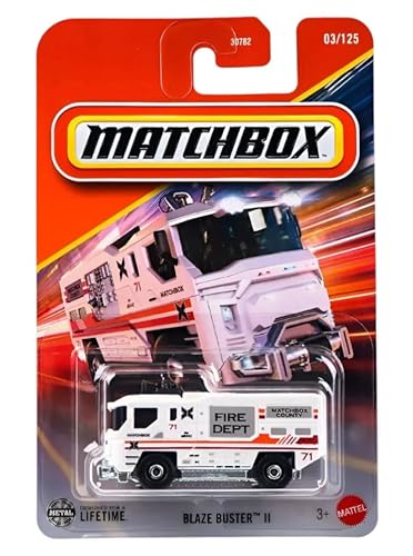 Matchbox Blaze Buster II [White Firetruck] 03/125, 1:64 Scale Diecast Toy Vehicle