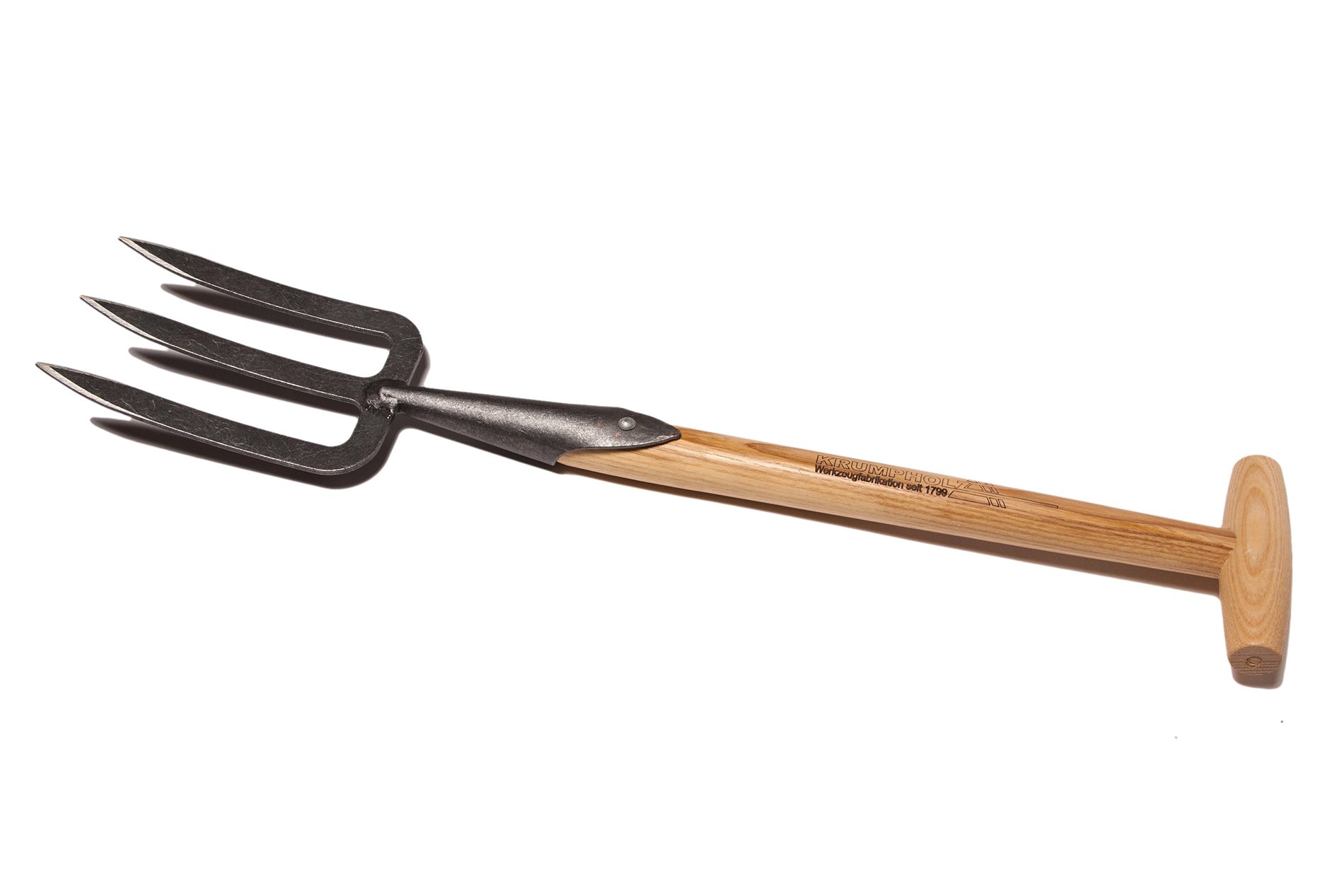 Unbekannt Staudengabel - geschmiedet - mit Eschenholz-T-Stiel, 45 cm lang - Krumpholz Gartengerät