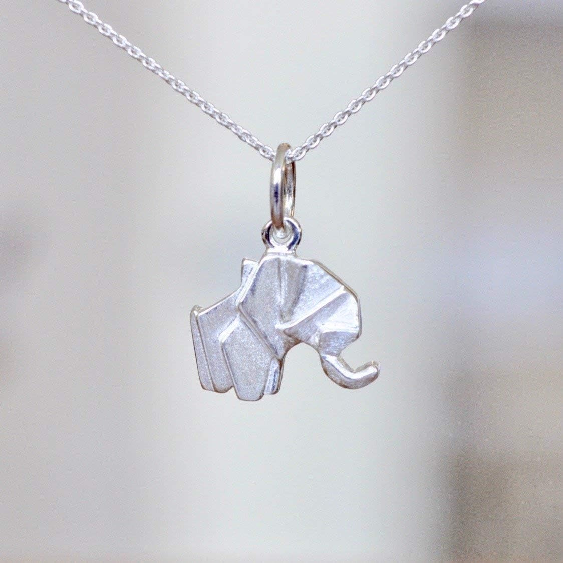 Origami Elephant Necklace in Sterling Silver with 16" Chain - Image 4