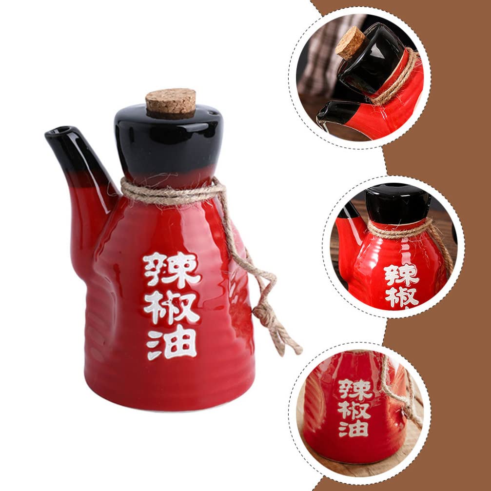 Dispensador De Aceite/vinagre De Cerámica Estilo Japonés - Con Tapón De Corcho, 5x12 Cm, Para Cocina