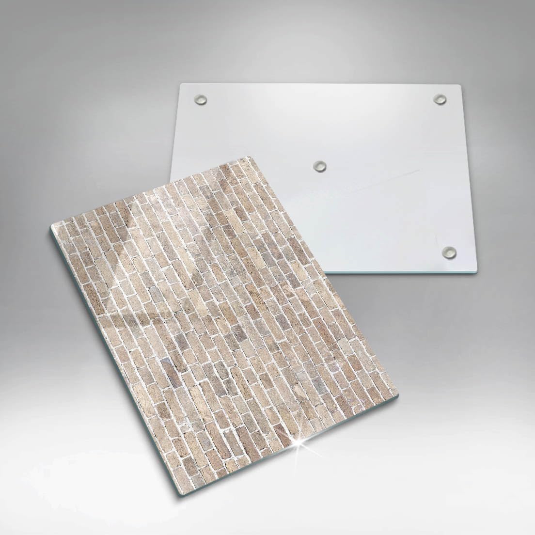 Tabla de cortar de vidrio | Beige | Superficie impresa
