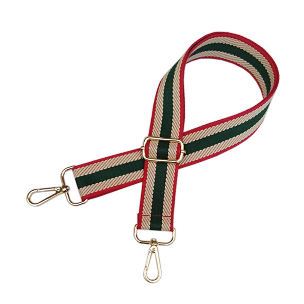 ACVIP Adjustable Wide Shoulder Strap Replacement Multicolor Stripe Crossbody Straps for Handbags Purse (Green&Red)