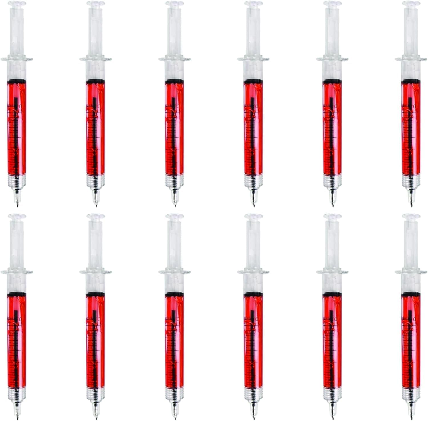 Lot 12 Red Syringe Shape Pens Ball Point Pen For Hospital Nurse/Black Ink/New