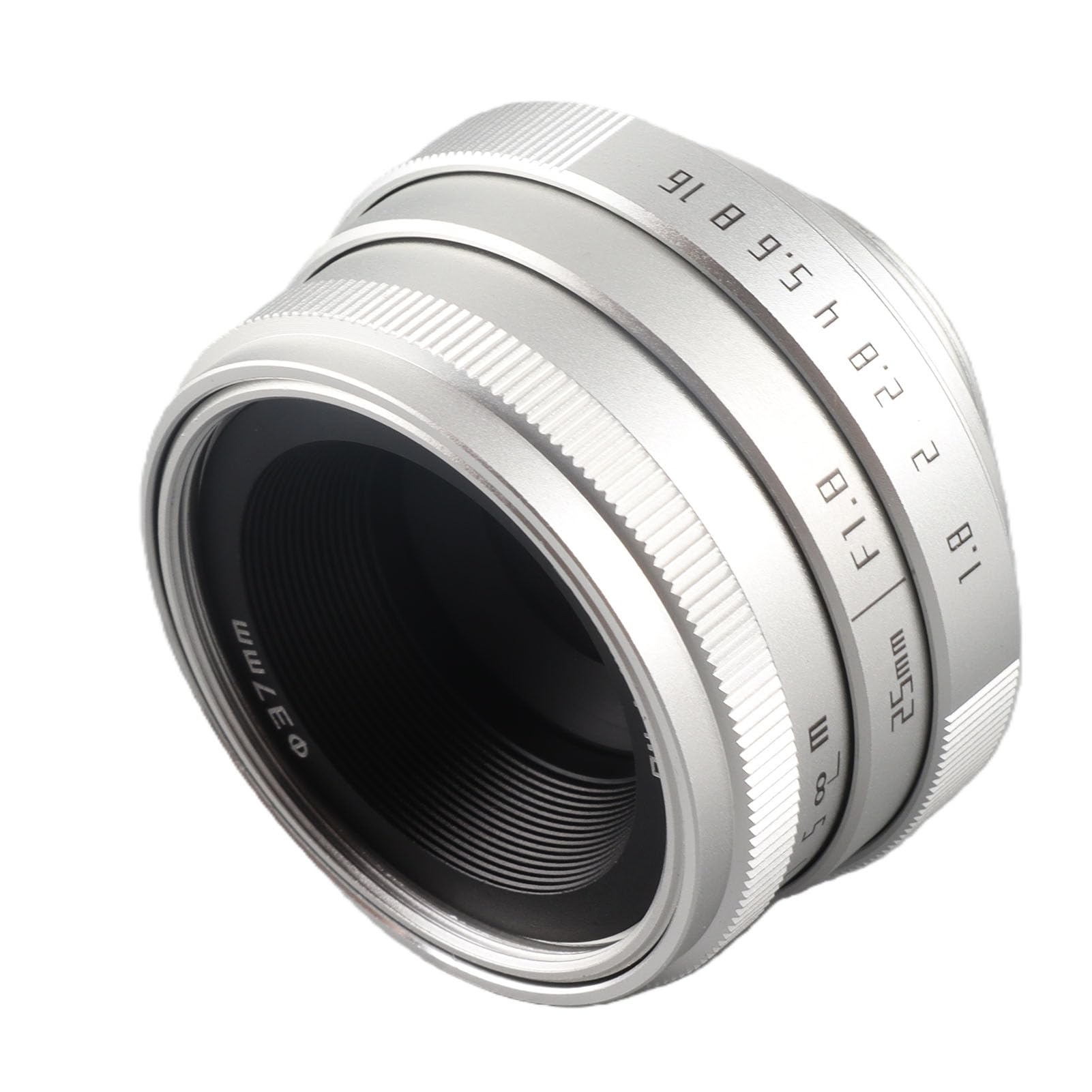 Yunir Fotocamera 25mm F1.8 Obiettivo grandangolare, Lega 25mm Lunghezza focale, f/1.8 Aperture CCTV C Mount Obiettivi grandangolari per DSLR(Argento)