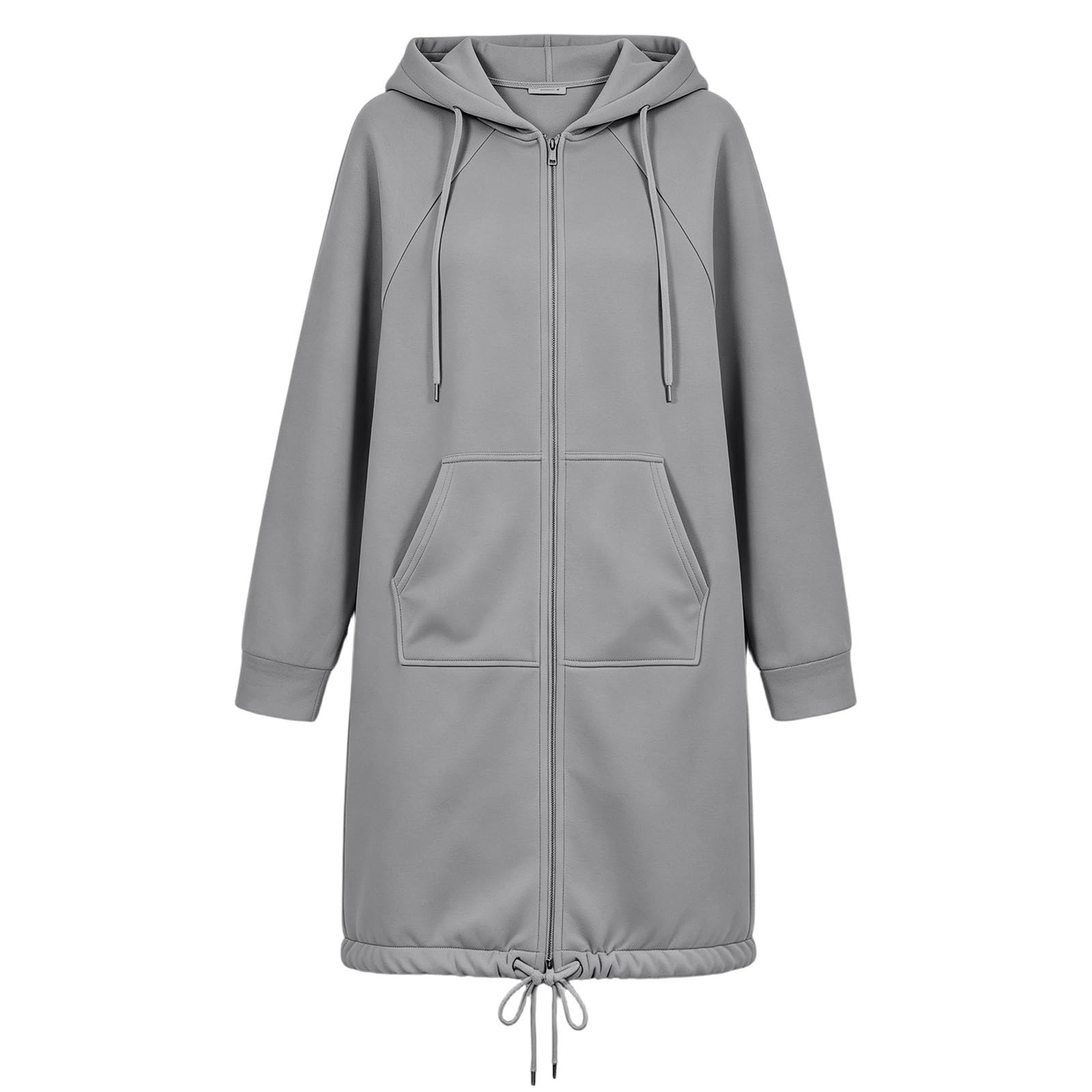 Generisch Sweatjacke Damen Lang Mit Kapuze Hoodie Reißverschluss Elegant Sweatshirt Retro Hoody Leicht Jackenfrühling Freizeit Einfarbig Jacke Mit Taschen Komfort Jacket Mode Kleidung