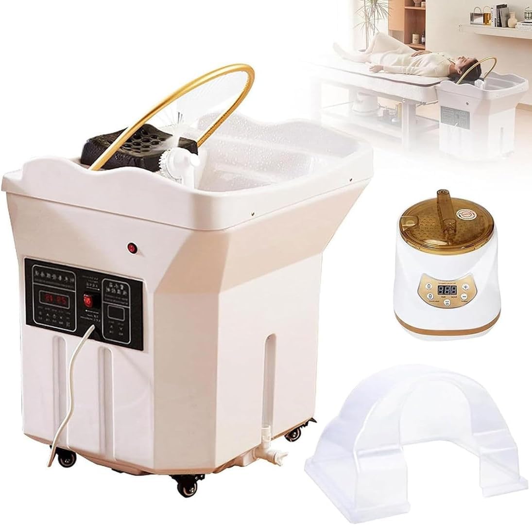 Head Spa Equipment z umywalką na wodę 60 l i terapią światłem – przenośna miska na szampon do fumigacji, nawodnienia i relaksu