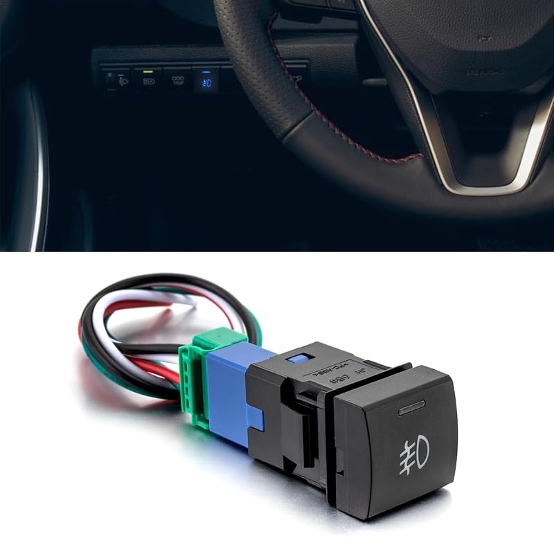 Interruptor de botão para farol de neblina ROMELACK com LED azul para Toyota – 1 unidade