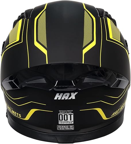 Miniatura 9 de HAX Casco de motocicleta de cara completa con doble ala trasera y listo para pinlock aprobado por DOT, ligero y duradero, casco de moto de calle