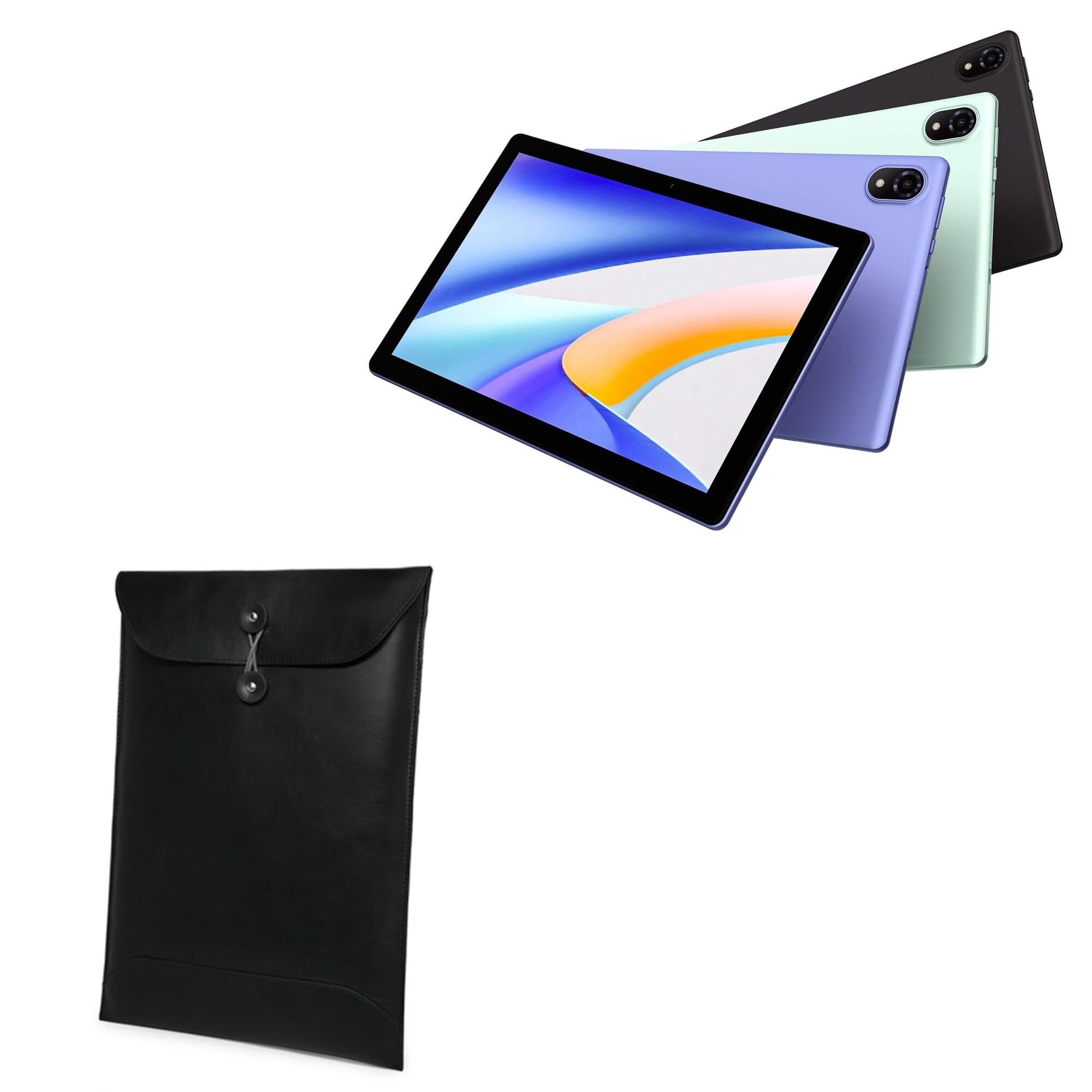 BoxWave Case Compatible with Doogee U10 - Nero Leather Envelope, Leather Wallet Style Flip Cover