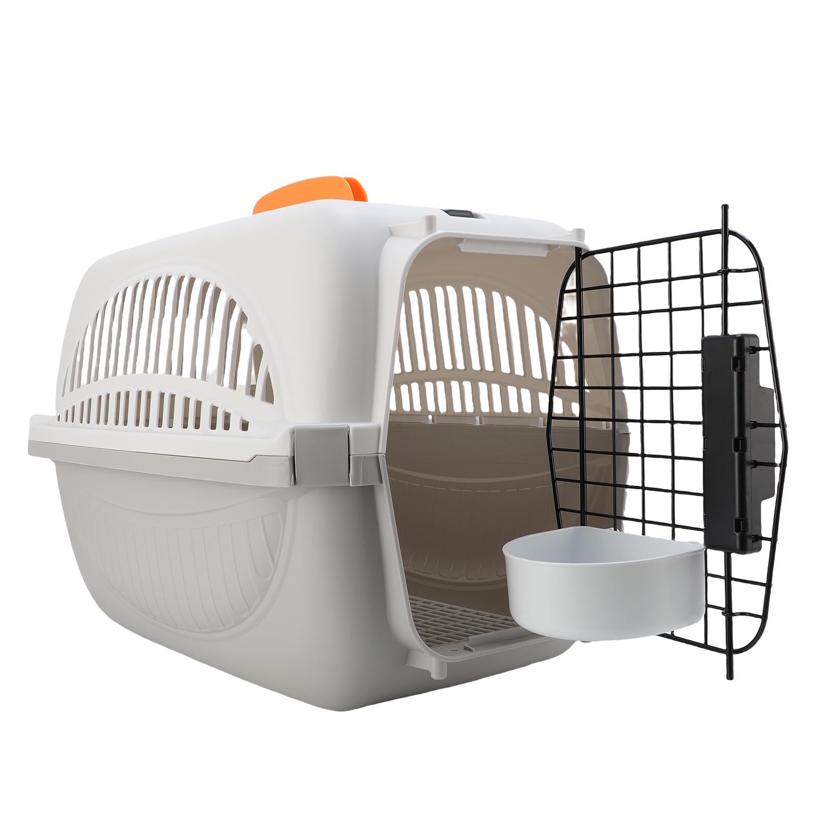 Ejoyous Plastikowy Transporter dla Zwierząt, Lekki, Przenośny Transporter dla Psa z dużą ilością Miejsca do łatwych Podróży na świeżym Powietrzu i Wizyt u Weterynarza (GREY)