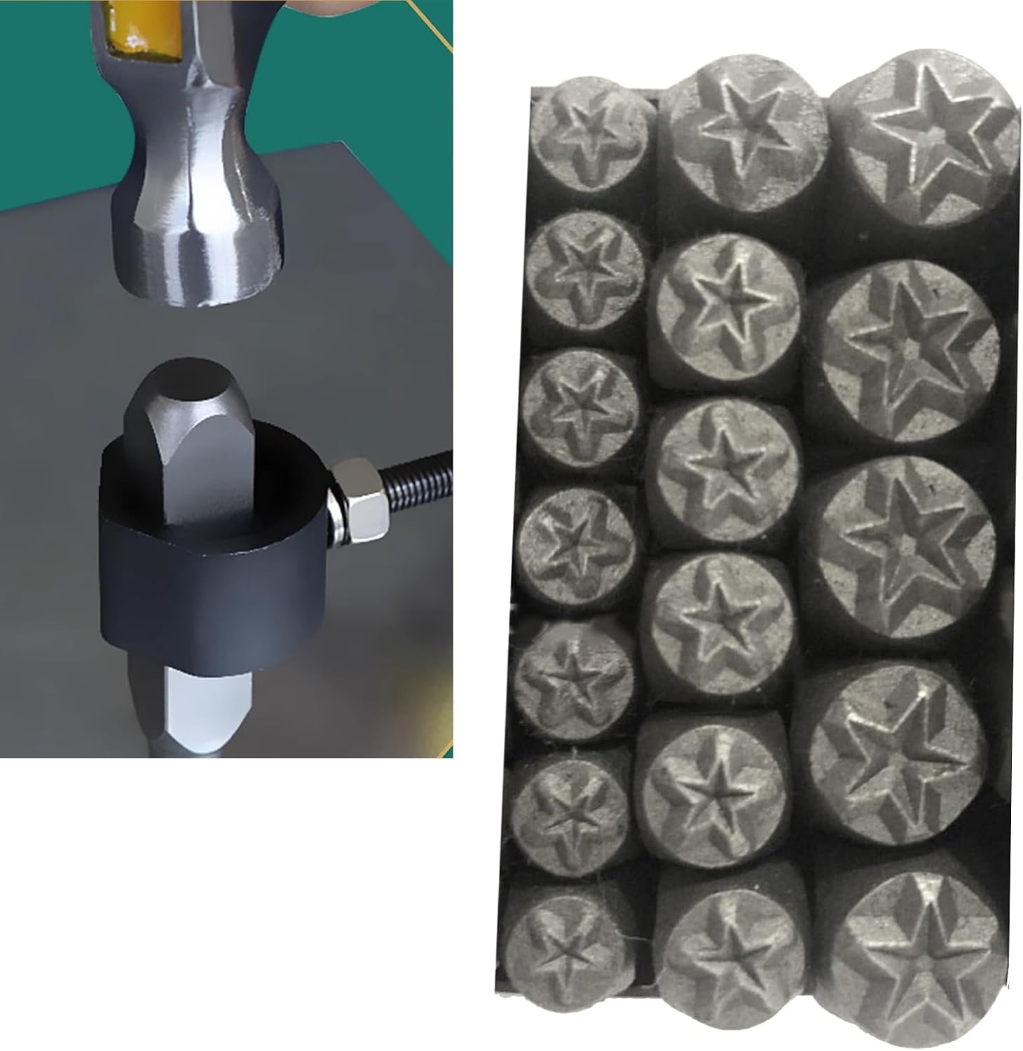 Set of 3 Star Shaped Metal Punches Stamps Practical Stamping Tool Carbon Steel Tools for Jewelry and Leather Crafting
