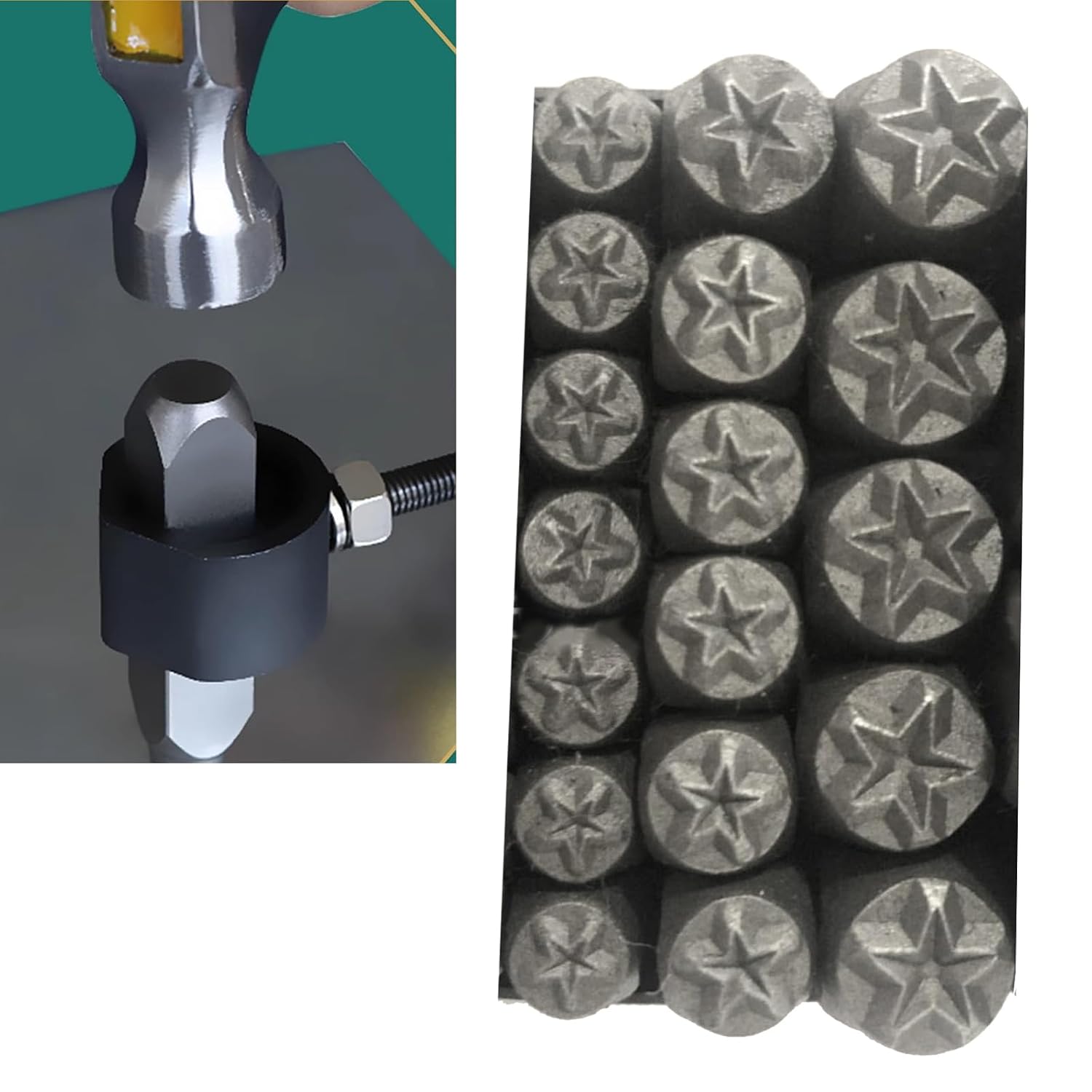 6pcs Versatile Star Shaped Metal Stamp Set Carbon Steel Punches Tools for Hobbyists Leather and Wood Embossing Supplies