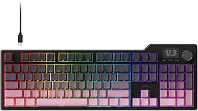 AJAZZ AK35I V3 104-Key Full Size Wired Gasket Mount Gaming Keyboard with Multimedia Buttons & Knob Control | Five Layer Pad | OEM Profile PBT Keycaps | White Backlit Custom Keyboard