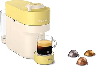De'Longhi Nespresso Vertuo Pop ENV90.LE, Máquina de Café de Cápsulas con Tecnología Centrifusion, 4 Tamaños de Taza, Incluye Set de Bienvenida con 12 Cápsulas, 1260W, Pastel Yellow