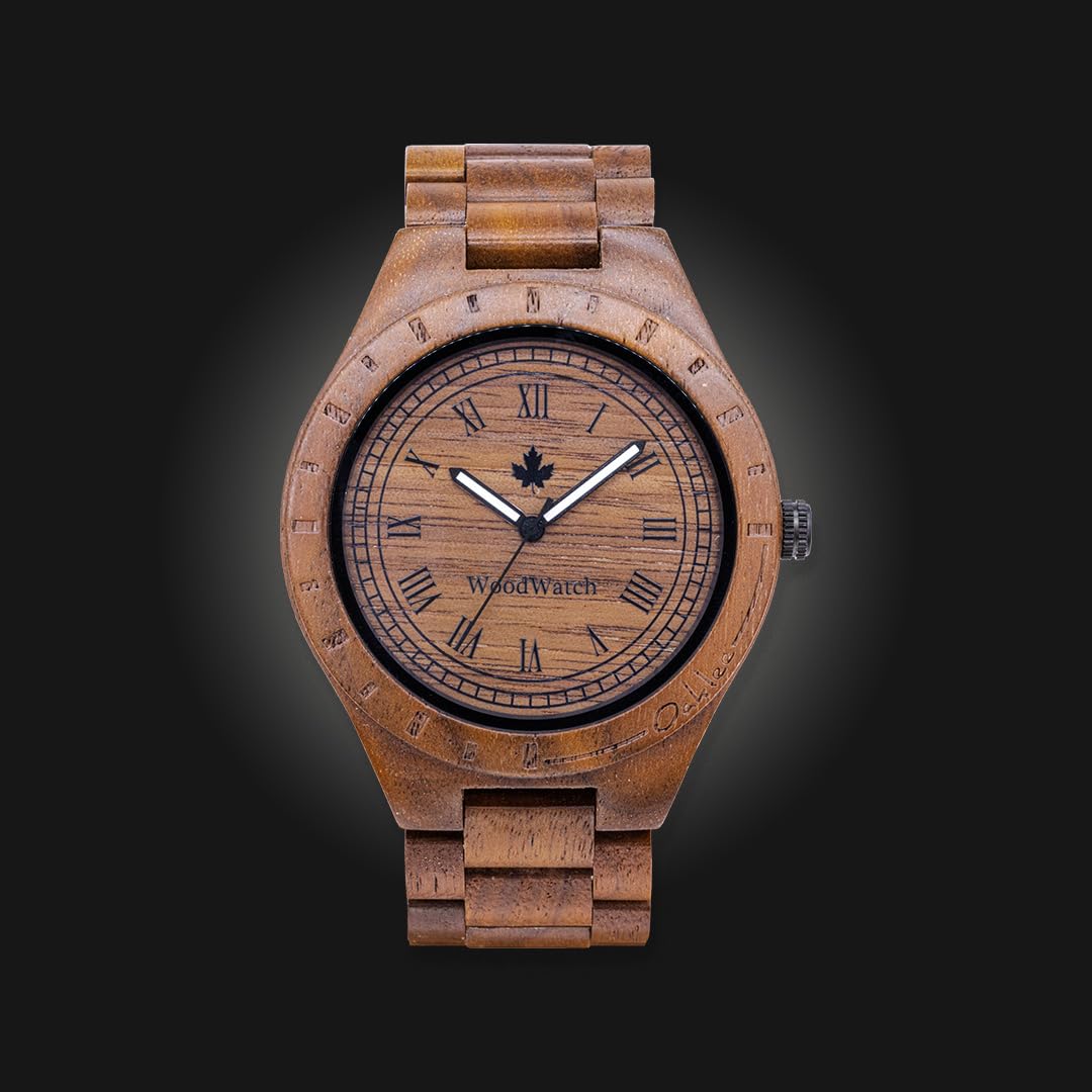 WoodWatch Oaklee Drewniany zegarek męski na rękę, drewniany zegarek na rękę, jakość premium, drewniany zegarek dla mężczyzn, produkt przyjazny dla środowiska, 1 drzewo na każdy zegarek, Pasek