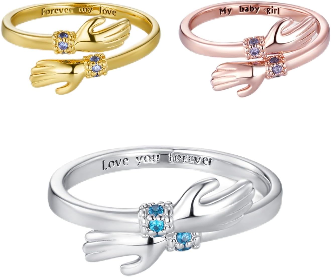 Amazon.com: callie Personalized Birth Stones Hug Rings for Women ...