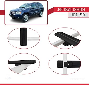 Jeep Grand Cherokee 2 (WJ) 1999-2004 Arası ile Uyumlu BASIC Model Ara Atkı Tavan Barı Siyah 3 Adet