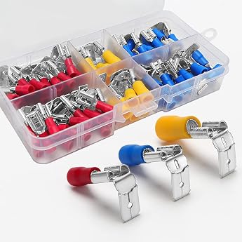 YIXISI 80 Pieces Piggyback Cable Lugs Set Crimp Connector Set Insulated Electrical Connector Clamp
