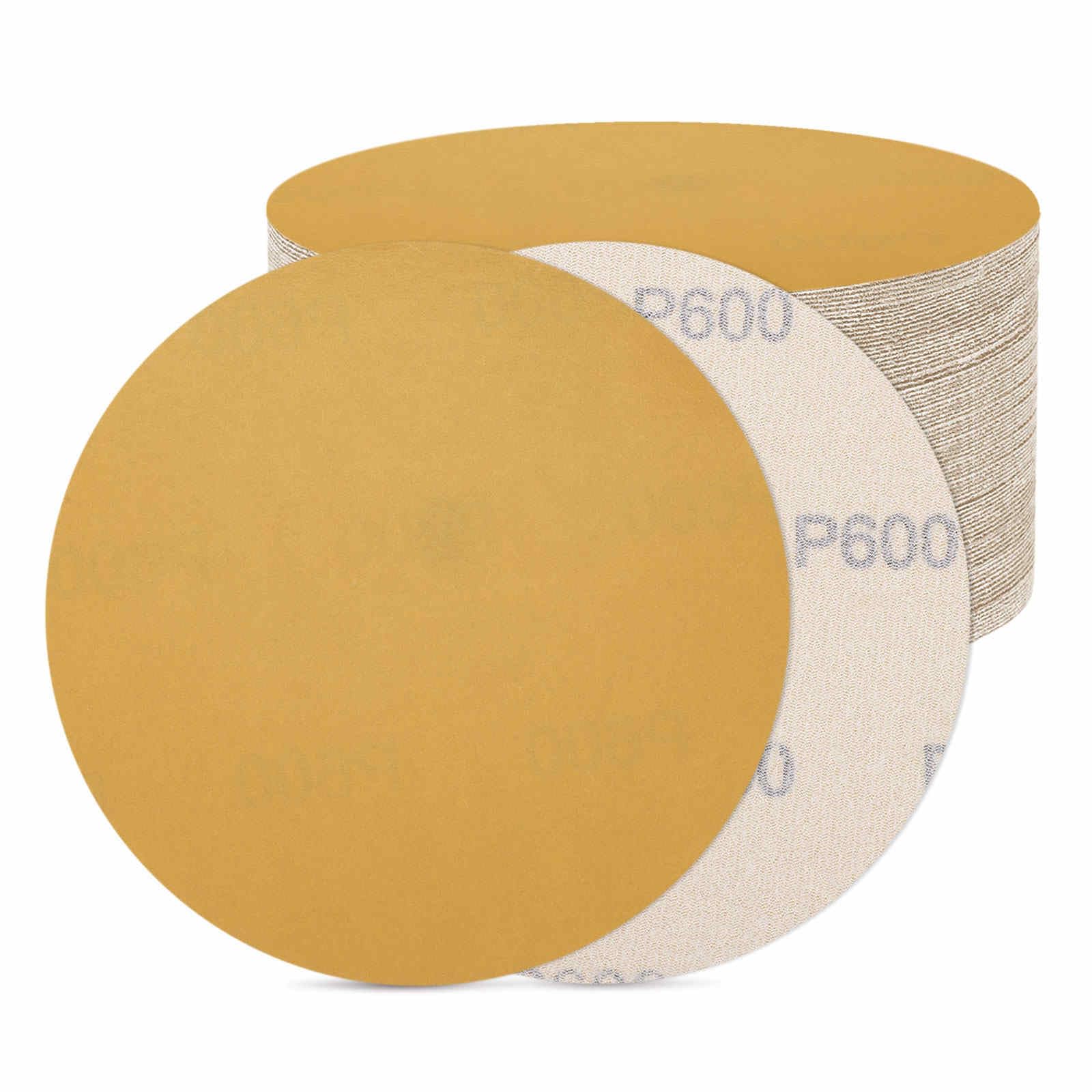 DTGN 125 mm 600 Grit Hook and Loop Sanding Disc - 100 Pcs - Good for Wood Metal Stone Walls- Aluminum Oxide Abrasive Hook and Loop Sandpaper Orbital Sander Pads, Yellow