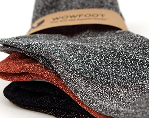 Wowfoot 5Pair Women Glitter Roll Top Socks Over Ankle High Teen 5 Color (5 Pair-Glitter) #TOP4