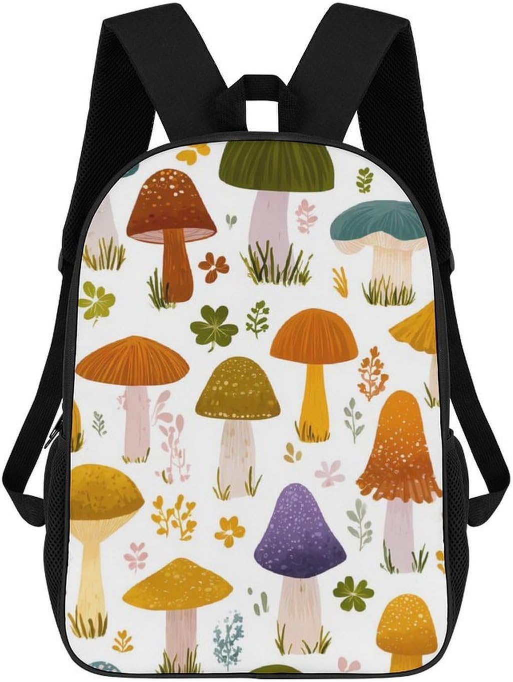 Cute Mushroom Travel Backpack 17 Inch Casual Daypack Bag with Adjustable Shoulder Straps