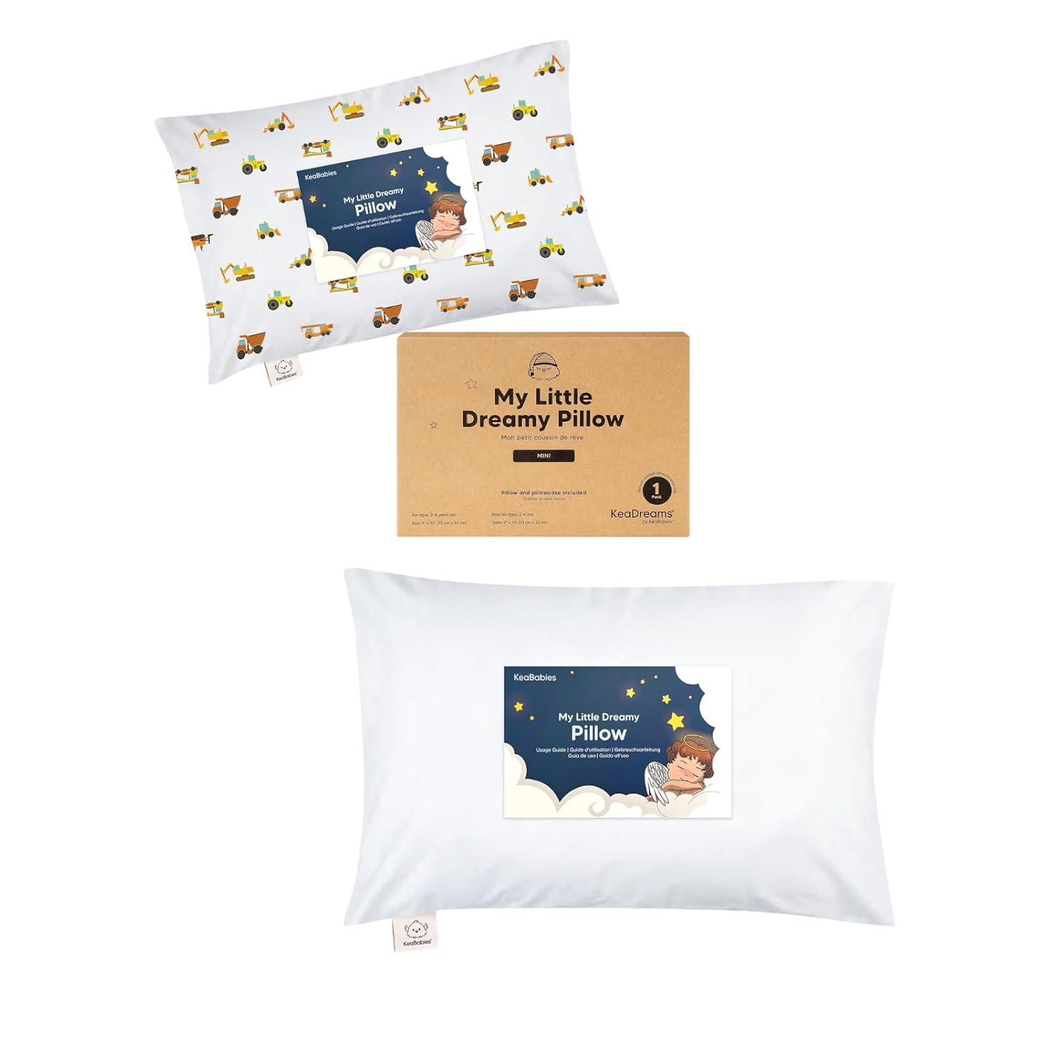 KeaBabies Mini Toddler Pillow with Pillowcase 9X13 and Toddler Pillow with Pillowcase - Kids Small Traveling Essentials - Soft Cotton, Breathable for Sleeping, 2-5 Years Old