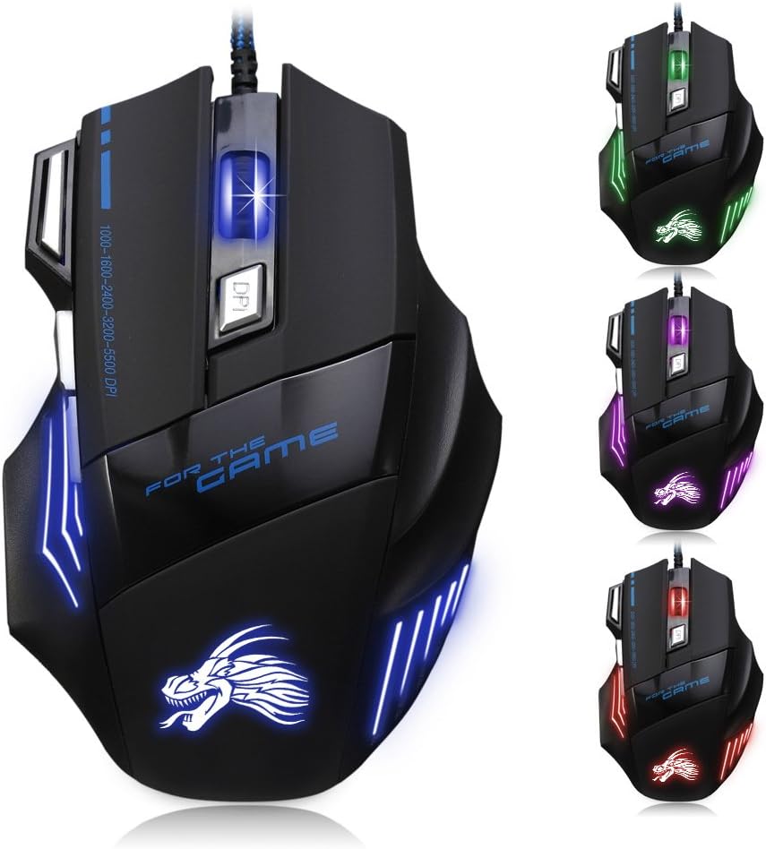 Gaming mouse, Ifoxtek® Nighthawk F14 LED 7D optical 2400DPI 2.4G gaming mouse for pro gamer, 2400DPI