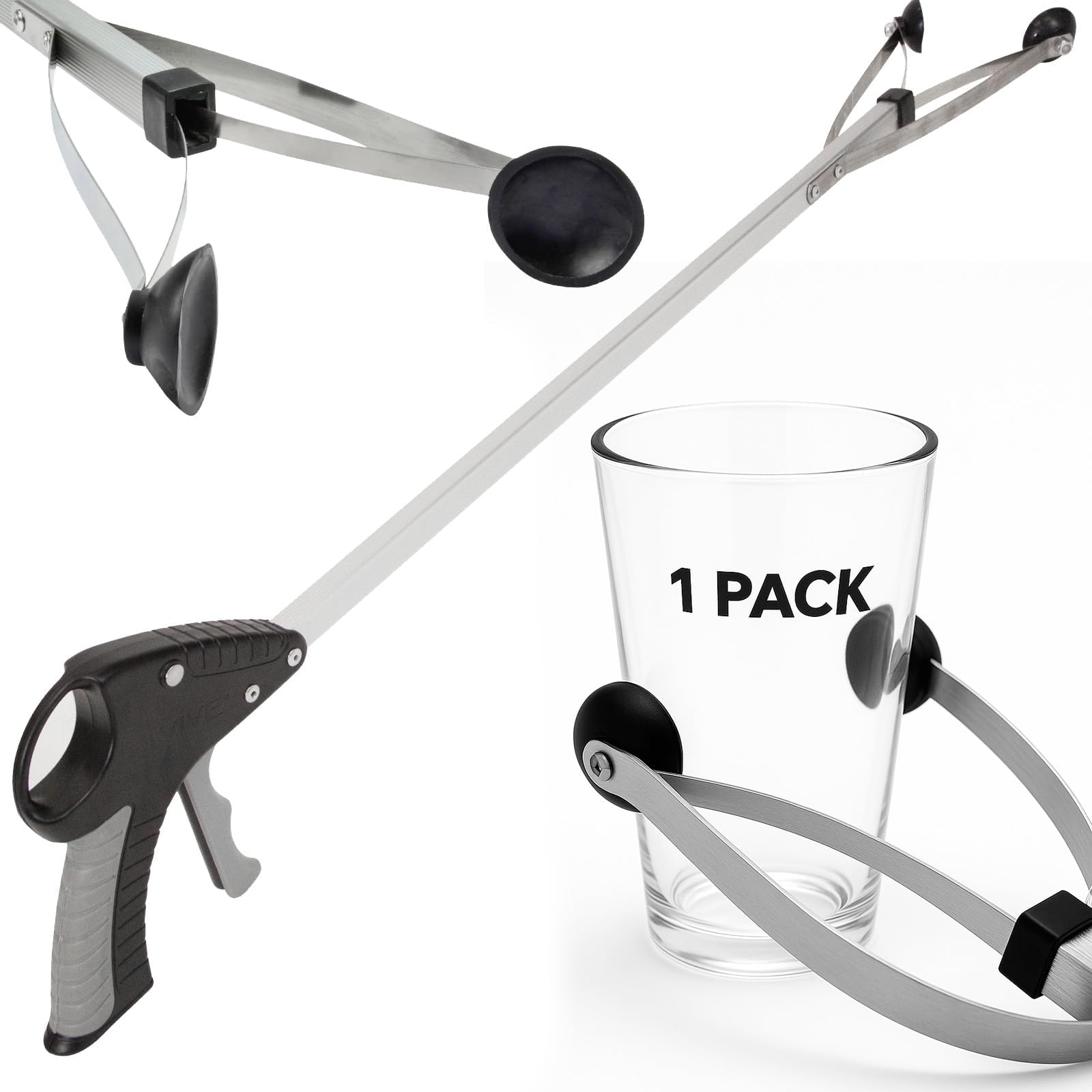 Vive Suction Cup Grabber Reacher 32" - Elderly Grab It Reaching Pickup Tool Heavy Duty for Seniors - Trash, Sticks, Litter Picker Upper - Extra Long Reach Handle & Handy Extension Arm Claw