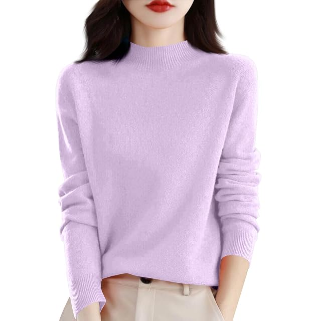 Mock Neck Sweater Women Long Sleeve Turtleneck Cashmere Sweater Cozy Pullover Knit Warm Fall Tops Soft Winter Shirts