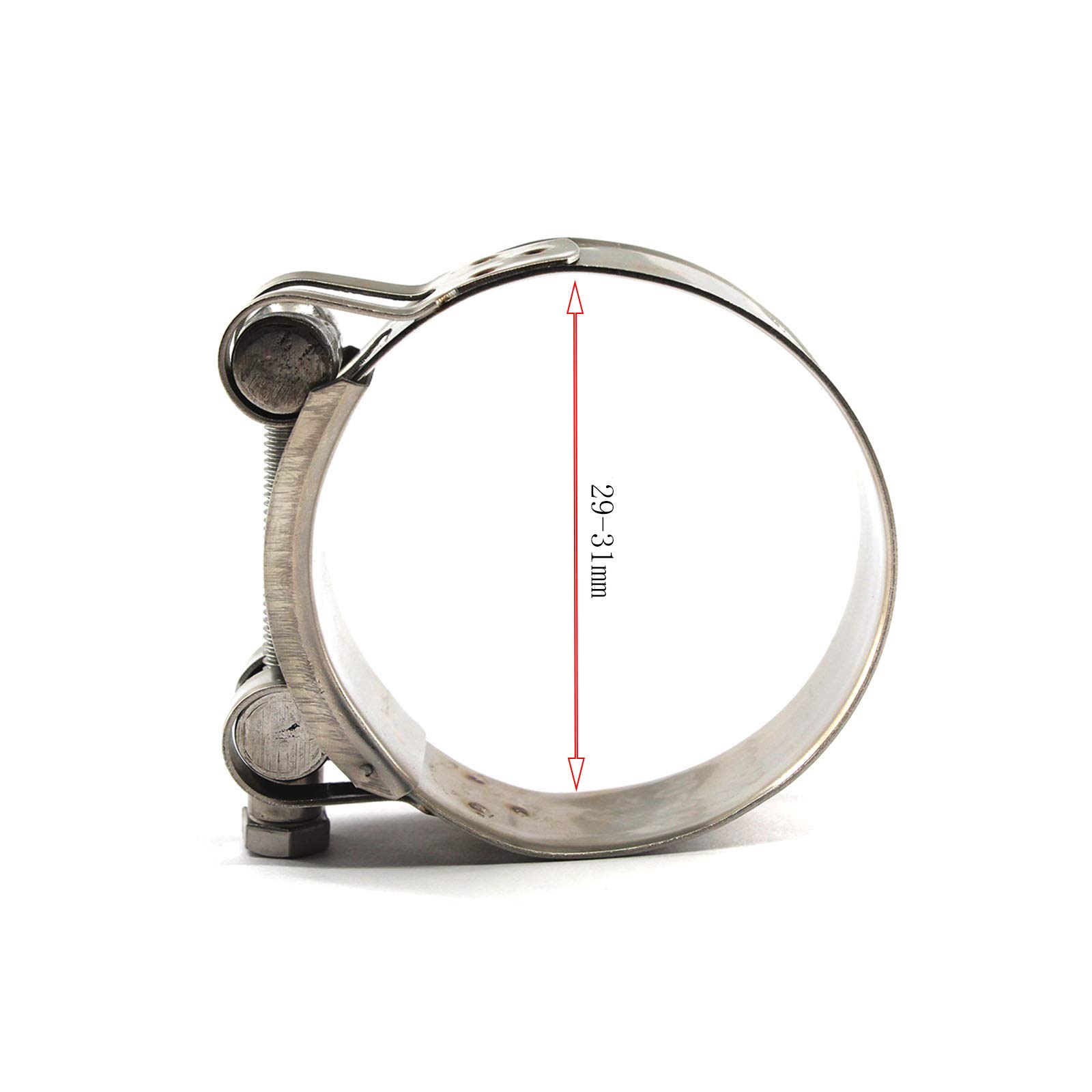 29-31 Mm (1.14\" - 1.22\") HD T-Bolt Hose Clamps, 304 SS
